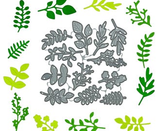Leaf and Foliage Metal Cutting Dies Set – 12 Botanical Sprigs for Card Making