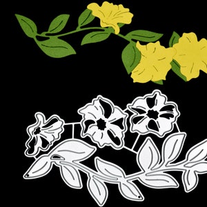 Set di stampi da taglio in metallo a 4 pezzi Flowers & Leaves, stencil, produzione di carte, scrapbooking, artigianato di carta F1