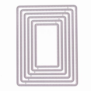 Nest van 6 afgeronde hoeken met rechthoeksteekpatroon metalen stansmessen, stencils Kaarten maken, scrapbooking, stencils, papierkunst, G3