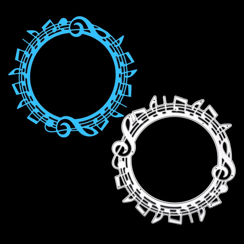 Music Notes Circular Pattern Music Notes Circular Frame Cutting Die | Large Musical Border for Card ...