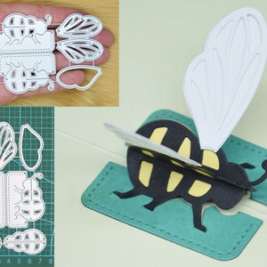 Superbo set di fustelle in metallo con ape popup/3D, creazione di cartoline, scrapbooking, artigianato con la carta, I8