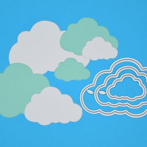 3 pluizige wolk metalen stansmessen, wolken, kaarten maken, scrapbooking, ambachten, papier ambachten, A1