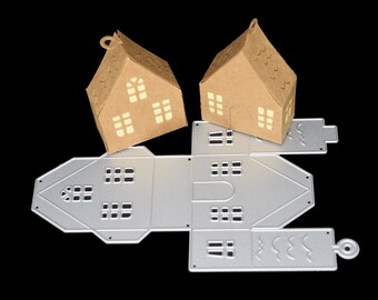 3D House Hanging Ornament Metal Cutting Die | Miniature Christmas House Decoration Die