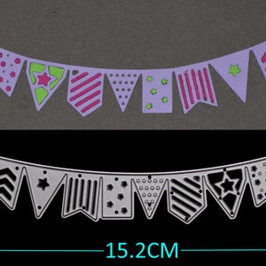 Decoratieve Bunting Metal Cutting Die, Stencil, Celebration, Card Making, Scrapbooking A6