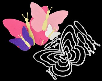 Large Nest of 5 Butterfly Metal Cutting Dies, Stencils, Card Making, Scrapbooking, Paper Crafts IO
