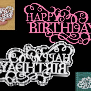 Grote metalen snijmal 'Happy Birthday', sentimenten, stencil, kaarten maken, papierkunst, scrapbooking, D1
