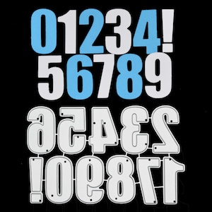 Fustelle in metallo con numeri e punti esclamativi, numeri da 3,5 cm, creazione di biglietti, stencil, scrapbooking, lavori di carta, fustelle numeriche, E5