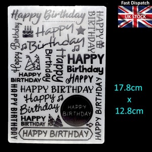 Carpeta de relieve con frases de feliz cumpleaños, plantilla, fabricación de tarjetas, scrapbooking, manualidades con papel, 3 unidades