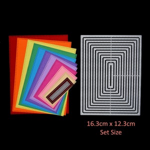 Nest of 12 Rectangle X Edged Metal Cutting Dies, Card Making, Scrapbooking, Photo Albums, Stencils, Paper Crafts G6