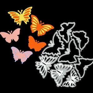Kit di 8 fustelle in metallo a forma di farfalle, stencil, creazione di biglietti, scrapbooking, lavori di carta G2