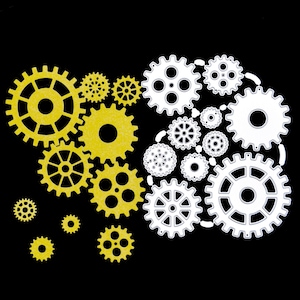 Grote set van 10 radertjes metalen stansmessen, steampunk, stencils, kaarten maken, scrapbooking, papierkunst, G4