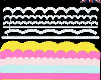 6 troqueles de corte metálicos con bordes decorativos con diseño de puntos largos, plantillas, fabricación de tarjetas, scrapbooking, manualidades con papel, tamaño E7