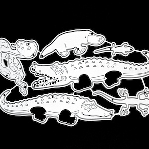Crocodiles, lézards, ornithorynque, serpent, matrices de découpe en métal, pochoirs, fabrication de cartes, travaux manuels, scrapbooking F1