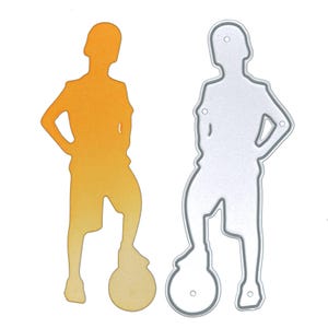 Jonge voetballer en bal Metaalstans, voetbal, voetbal, speler, kaarten maken, knutselen, scrapbooking, B8