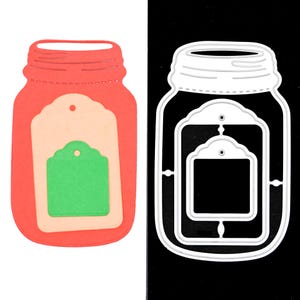 Set di fustelle in metallo per barattoli con etichette, per biglietti, scrapbooking, lavori di carta, etichette regalo, stencil da taglio, formato A6