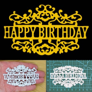 Grande fustella in metallo "Happy Birthday", sentimenti, stencil, creazione di biglietti, artigianato di carta, scrapbooking, I9