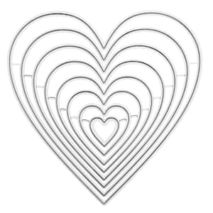 Nido di 8 fustelle in metallo a forma di cuore, cornice a forma di cuore, amore, creazione di biglietti, scrapbooking, artigianato di carta I3