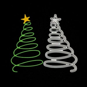 Albero di Natale a spirale in metallo, fustella, stencil, creazione di biglietti, scrapbooking, artigianato di carta, C9