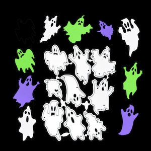9 fustelle in metallo a forma di fantasma, fantasmi, Halloween, stencil, creazione di biglietti, scrapbooking, album fotografici, lavori di carta, B4