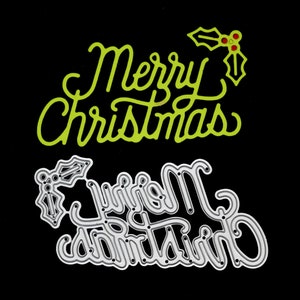 Fustella in metallo "Merry Christmas" Sentiments, creazione di biglietti, artigianato, artigianato di carta, scrapbooking, album fotografico F2