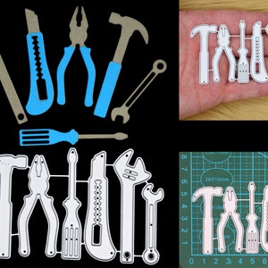 Set van 6 metalen snijmallen handgereedschap, mannelijk, scrapbooking, kaarten maken, gereedschap, papierkunst, F6