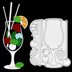 Fustella in metallo per cocktail, vetro, bevande, menta, frutta, stencil, taglierino, lavorazione con la carta, creazione di cartoline, F6