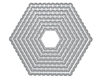 Scalloped Hexagon Nesting Metal Cutting Dies | Large Set of 8 Decorative Frames