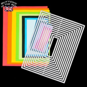 Groot nest van 12 metalen stansmessen met rechthoeksteekpatroon, kaarten maken, scrapbooking, fotoalbums, stencils, papierkunst, H6