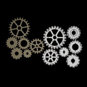 Set di 6 fustelle in metallo con ingranaggi, Steampunk, stencil, creazione di biglietti, scrapbooking, artigianato con la carta F6