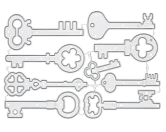 9 troqueles de corte de metal clave, Steampunk, cumpleaños, tarjetas, scrapbooking, manualidades con papel, plantillas I4