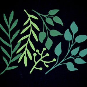 Grande set di 5 stampini per fustelle in metallo con foglie, vegetazione, creazione di cartoline, scrapbooking, creazioni con la carta H3
