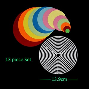 Grande nido di 13 fustelle in metallo a cerchio sottile, creazione di biglietti, scrapbooking, album fotografici, stencil, artigianato di carta H7
