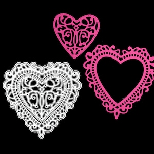 Fustellatura in metallo con cuori decorativi, stencil, amore, matrimonio, creazione di biglietti, scrapbooking, lavori di carta F2