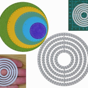 Fustelle in metallo con motivo a punto doppio a nido di 4 cerchi, creazione di biglietti, scrapbooking, album fotografici, stencil, lavori di carta, I7