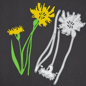 Set di fustelle in metallo a 3 pezzi con fiore di tarassaco con fustella a stelo, fiori, taglierina per stencil, creazione di cartoline, creazioni con la carta, scrapbooking, A9