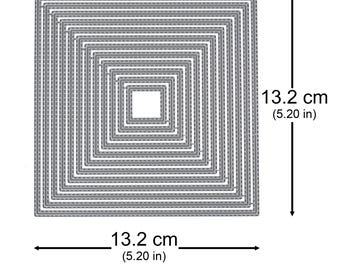 Double Stitched Square Nesting Metal Cutting Dies – Set of 12