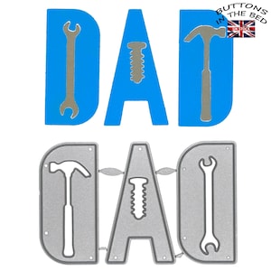 DAD With Tools Sentiments Metalen stansmessen, vaders, verjaardag, stencil, kaarten maken, knutselen, scrapbooking, B2