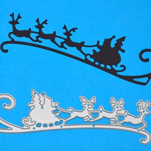 Kerstman / kerstman, slee en rendier metalen snijmal, feestelijk stencil, kaarten maken, scrapbooking, papierkunst, C8