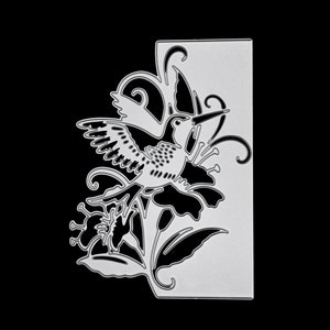 Fustella in metallo con bordatura a forma di colibrì e fiori, creazione di biglietti, scrapbooking, artigianato con carta, stencil H2