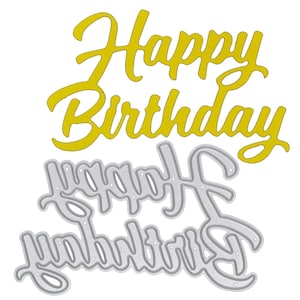 Fustella in metallo con scritta "Happy Birthday", stencil, creazione di biglietti, artigianato di carta, scrapbooking, J1