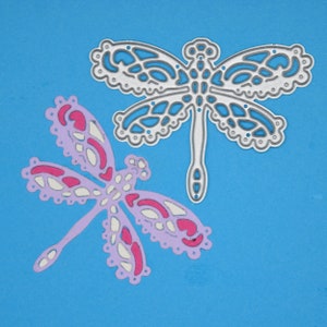 Pizzo stile libellula / Damselfly metallo fustellatura, stencil, creazione di carte, scrapbooking, artigianato, mestiere di carta, A5