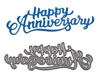 Happy Anniversary Script Metal Cutting Die – Card Making Sentiment