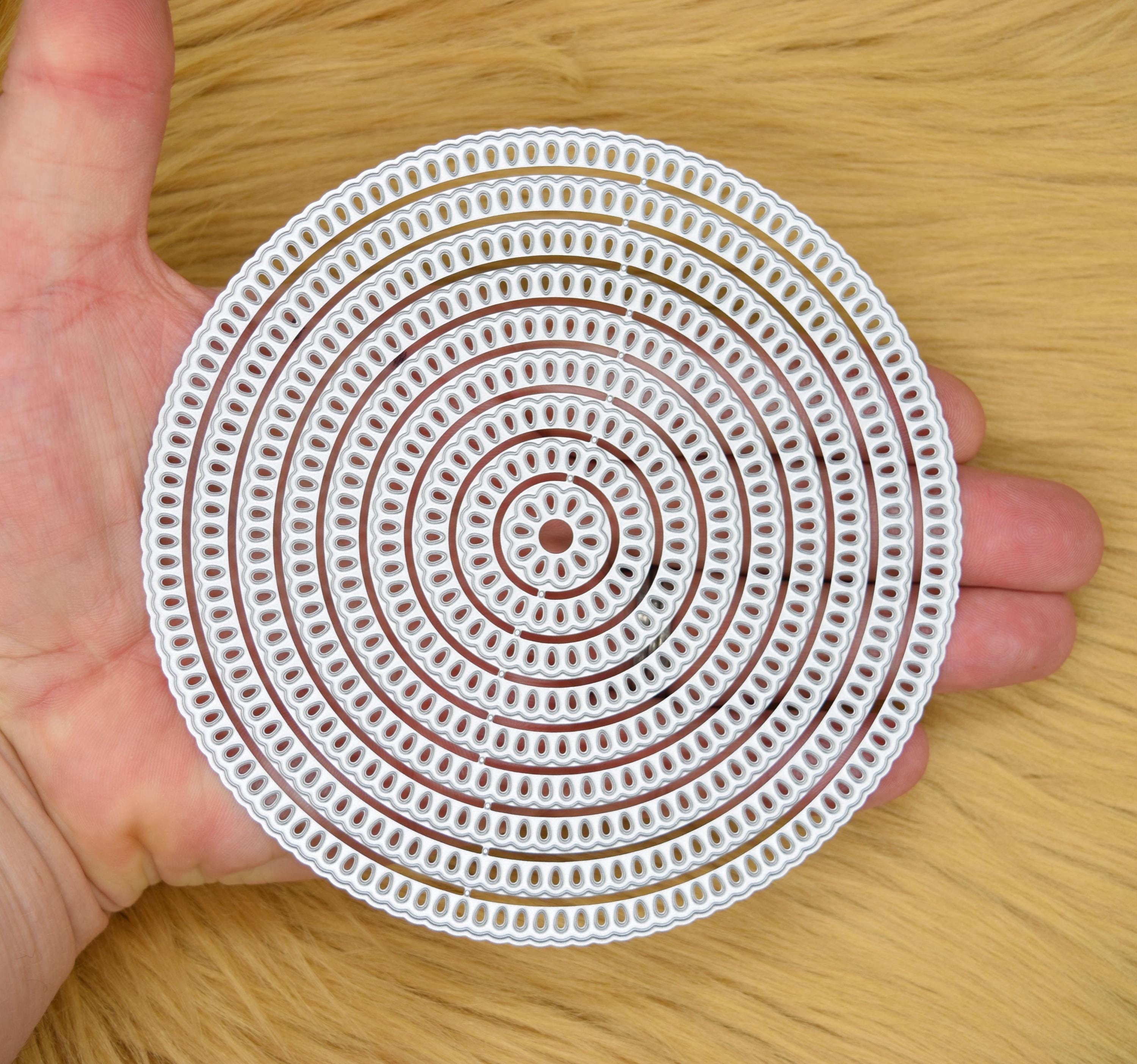 Large Nesting Circle & Teardrop Patterned Metal Cutting Dies - 9 Piece Set For Cardmaking & Crafts