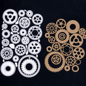 Grote set van 20 tandwielen metalen stansmessen, steampunk, kaarten maken, scrapbooking, papierkunst, C1