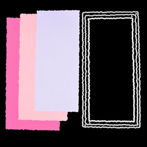 Nido di 3 grandi rettangolari taglio grezzo/bordo strappato fustelle in metallo, creazione di biglietti, scrapbooking, album fotografici, stencil, lavori di carta, G5