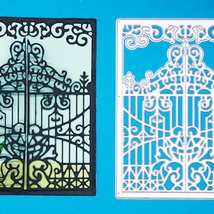 Grandi cancelli decorativi in stile vittoriano apribili, fustella in metallo, cancello, creazione di biglietti, artigianato, scrapbooking, H2