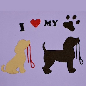 Un set di fustelle in metallo "I Love My Dog", creazione di biglietti, scrapbooking, lavoretti con la carta, fustelle per animali domestici, A5