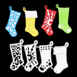 4 fustelle in metallo per calze di Natale, stencil, Natale, creazione di biglietti, scrapbooking, lavori di carta, D1