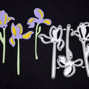 Set di 3 fustelle in metallo con fiori di iris, stencil, creazione di cartoline, scrapbooking, lavori con la carta A9