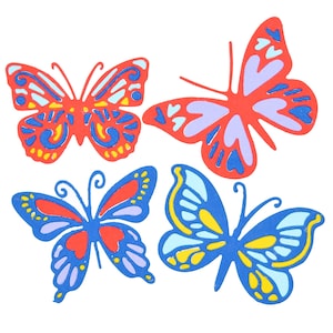 4 metalen stansmessen van decoratieve vlinders, kaarten maken, scrapbooking, knutselen, D7